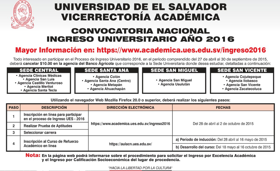 ¿Quieres estudiar en la Universidad de El Salvador?